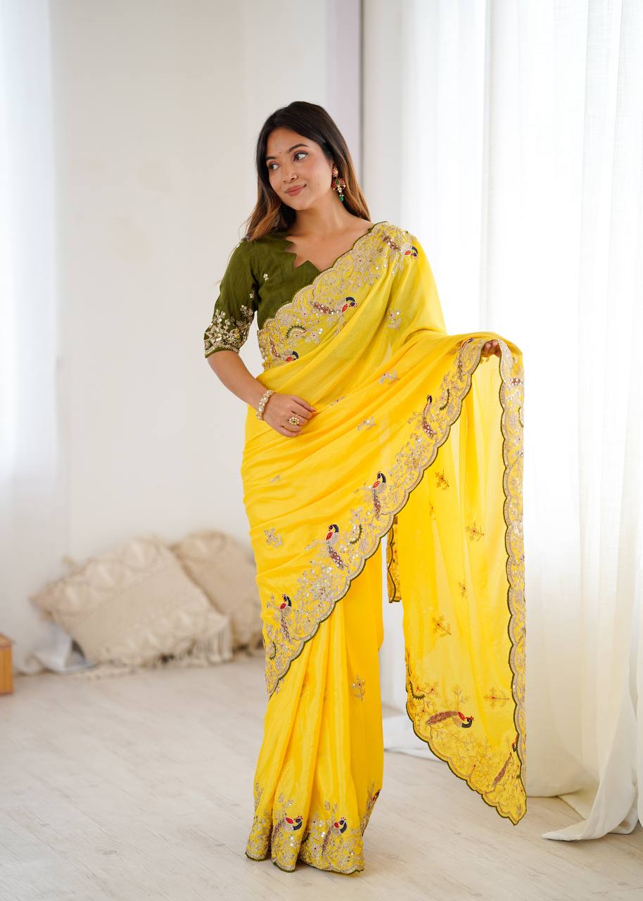 Yellow Auspicious Haldi Exclusive Saree