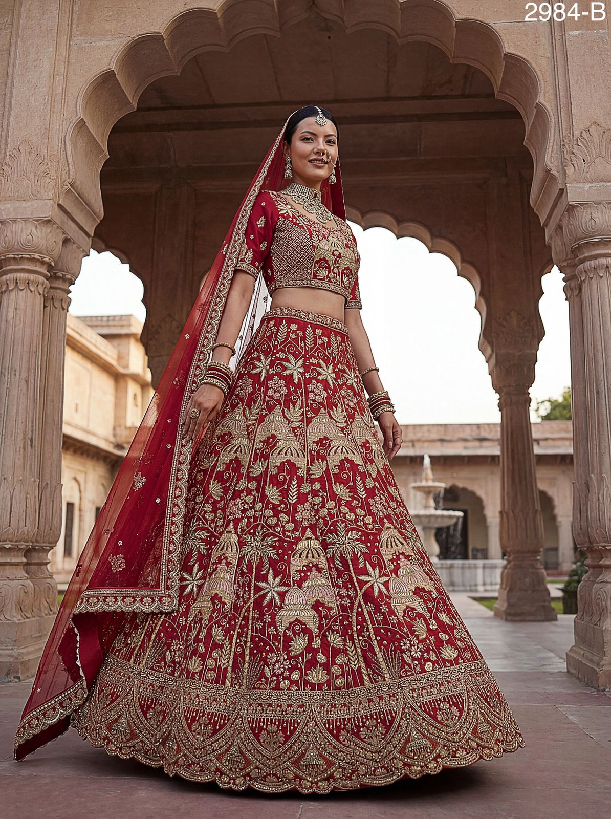 Ultra Premium Coconut Tree & flower Perfect Silk Bridal Lehenga