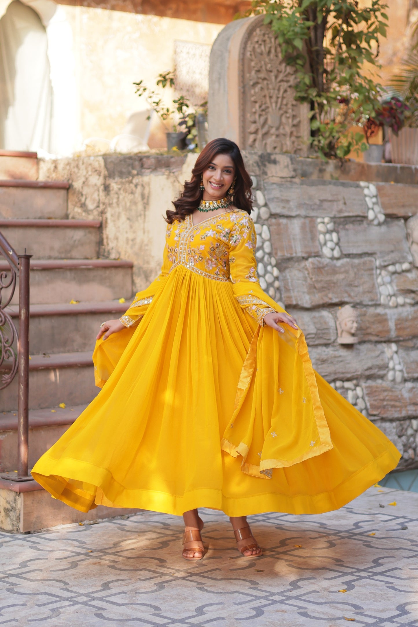 Haldi Day Yellow Designer Gown