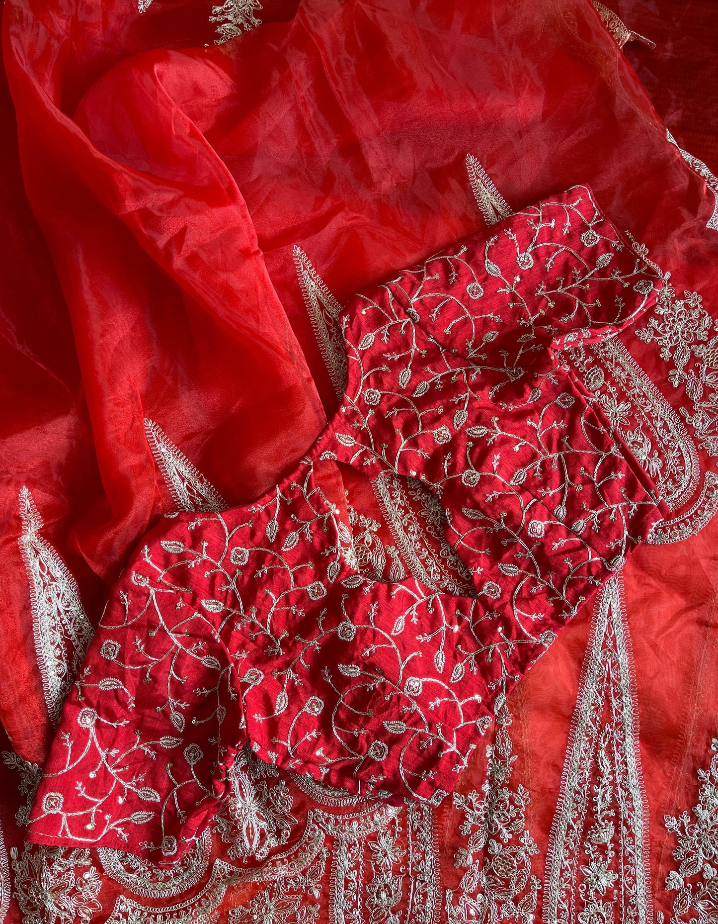 Pure Organza Tissue saree with embroidary cut work on saree