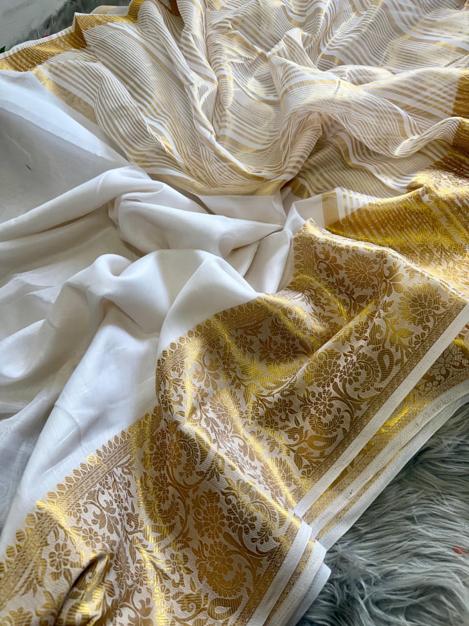 Elegance Charming Looks White Saree