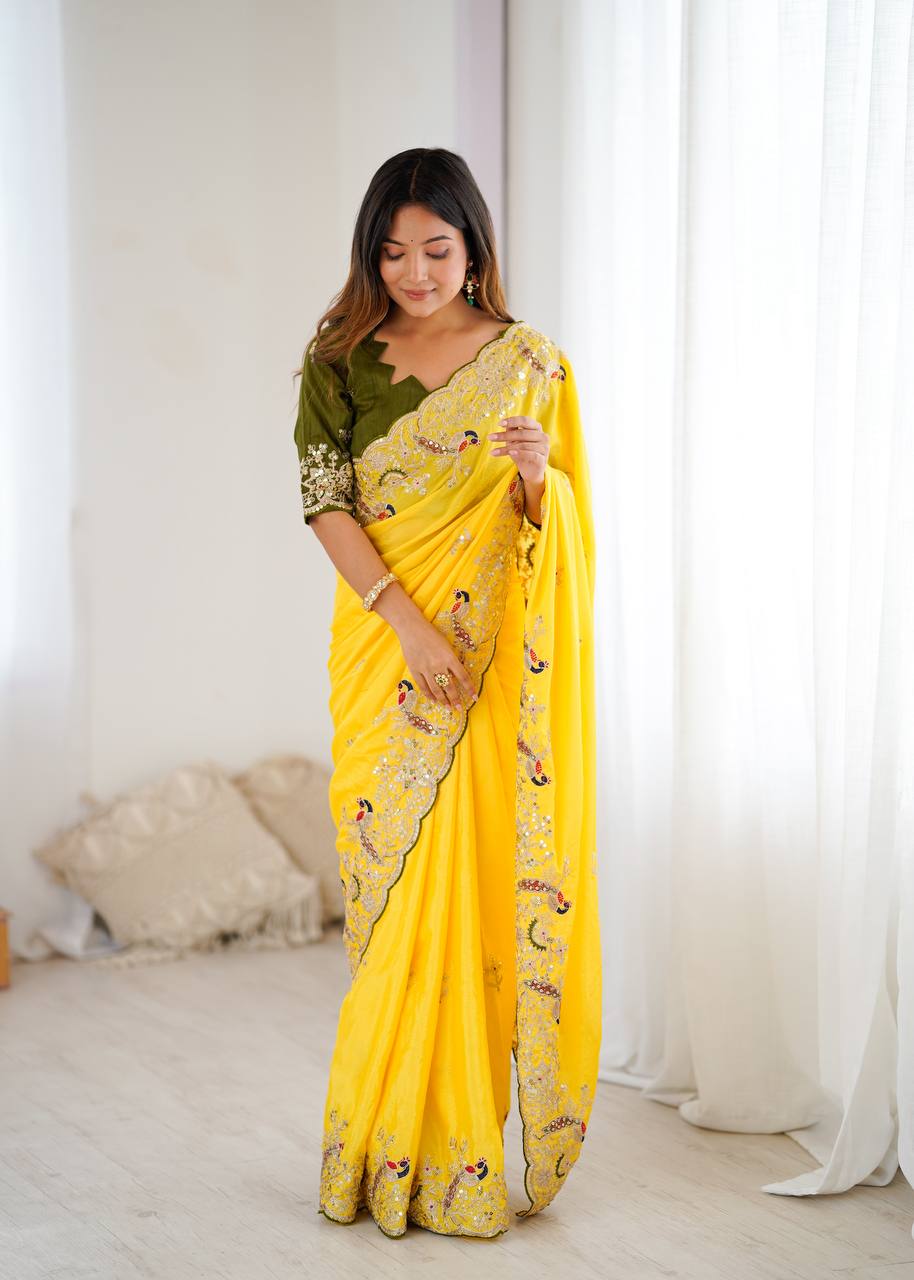 Yellow Auspicious Haldi Exclusive Saree