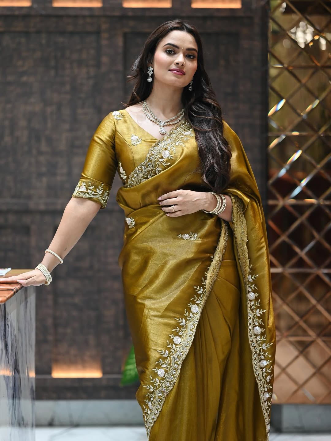 SUN GOLD FANDY SATIN SAREE