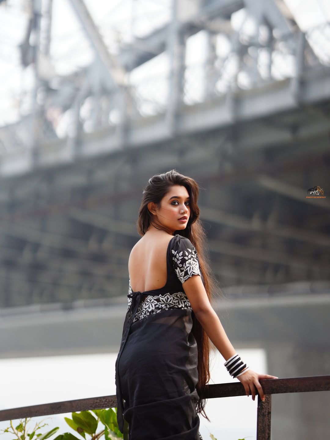 Black Love Premium Tabby Silk Saree