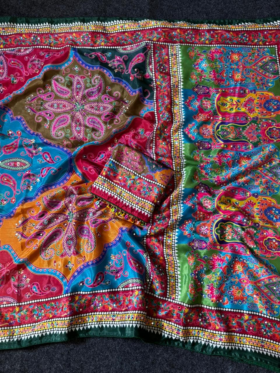 AJARAKH PREMIUM ROMAN SILK SAREE