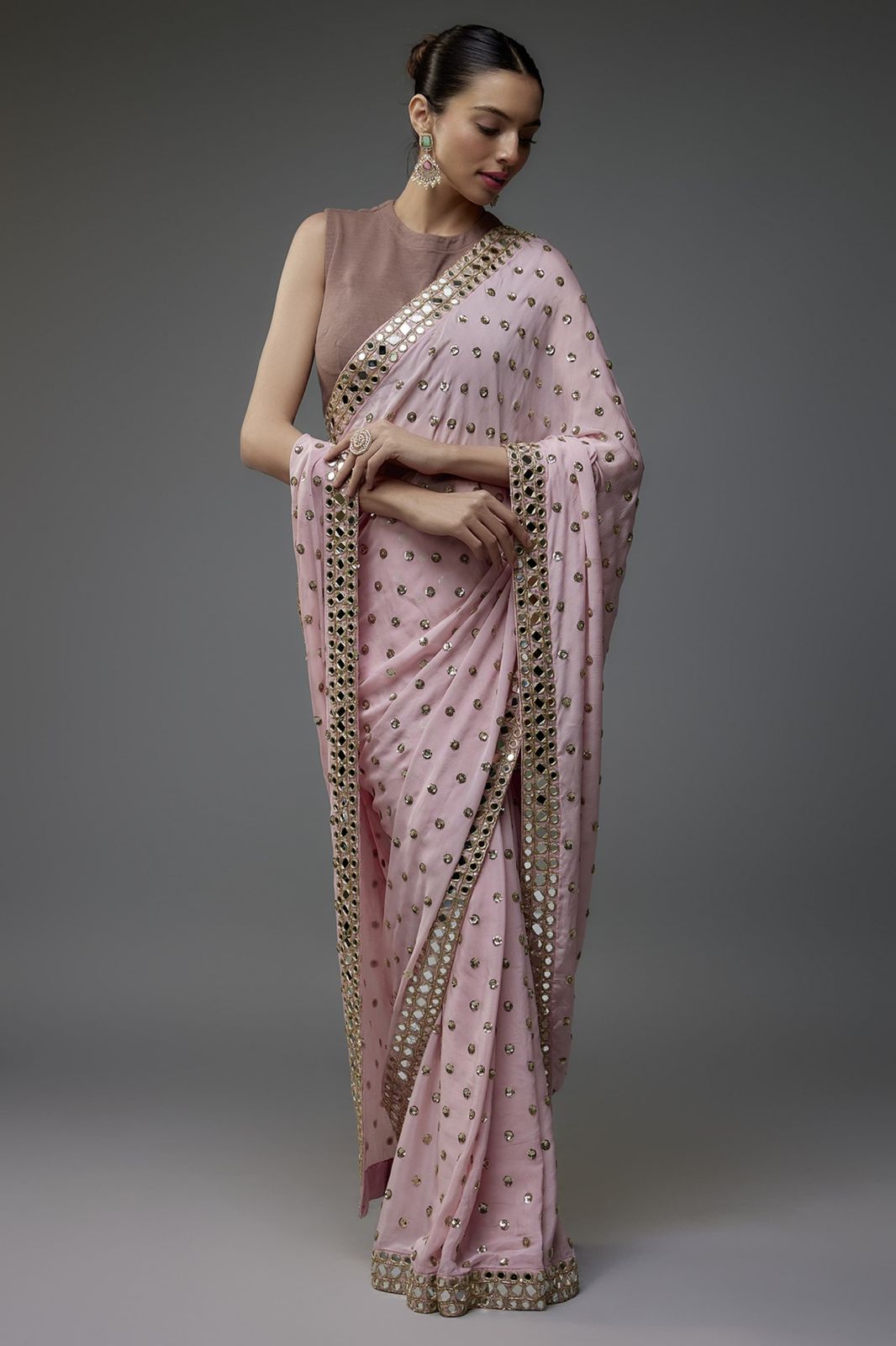 Bling Mirror Work Bollywood Sequins Saree