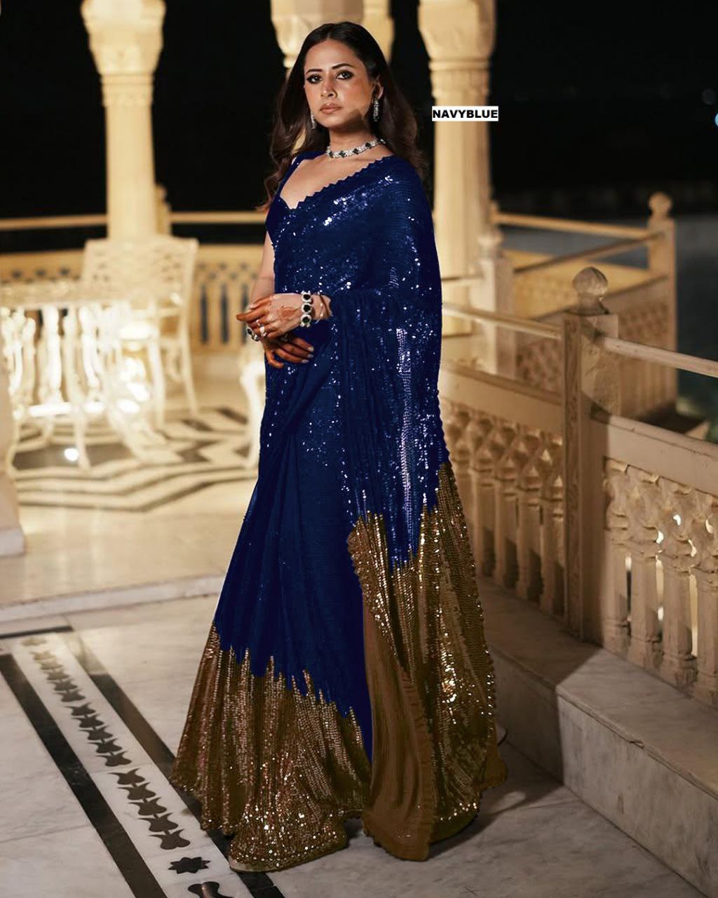 Duo Color BlockBuster Sequins Saree