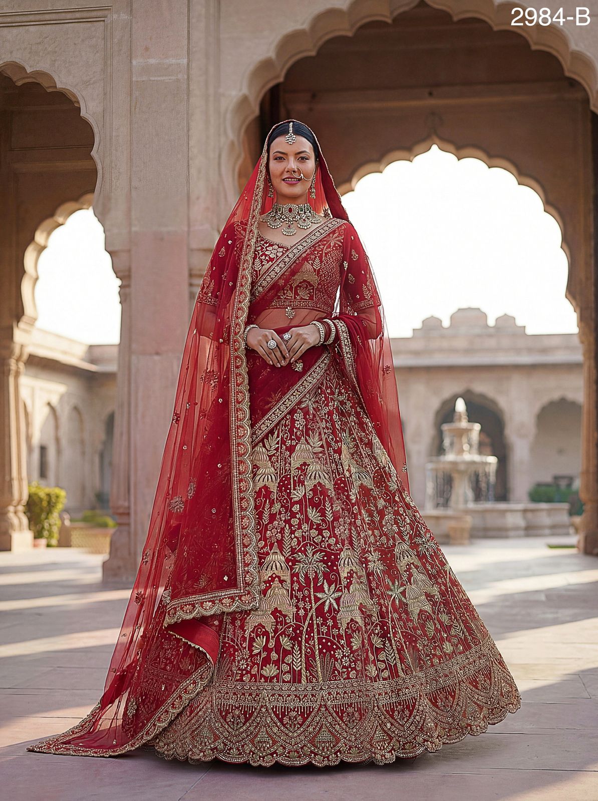 Ultra Premium Coconut Tree & flower Perfect Silk Bridal Lehenga