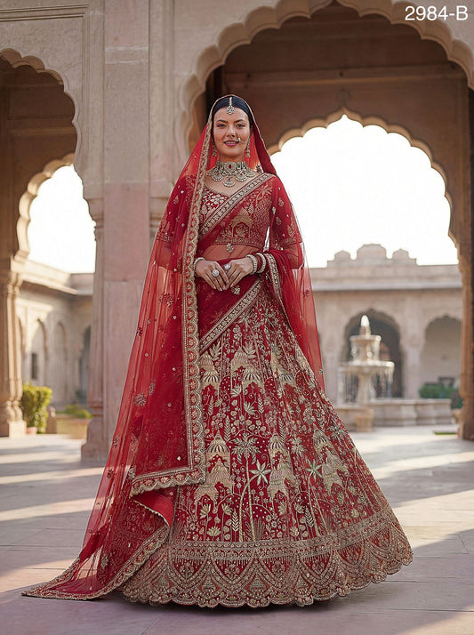 Ultra Premium Coconut Tree & flower Perfect Silk Bridal Lehenga
