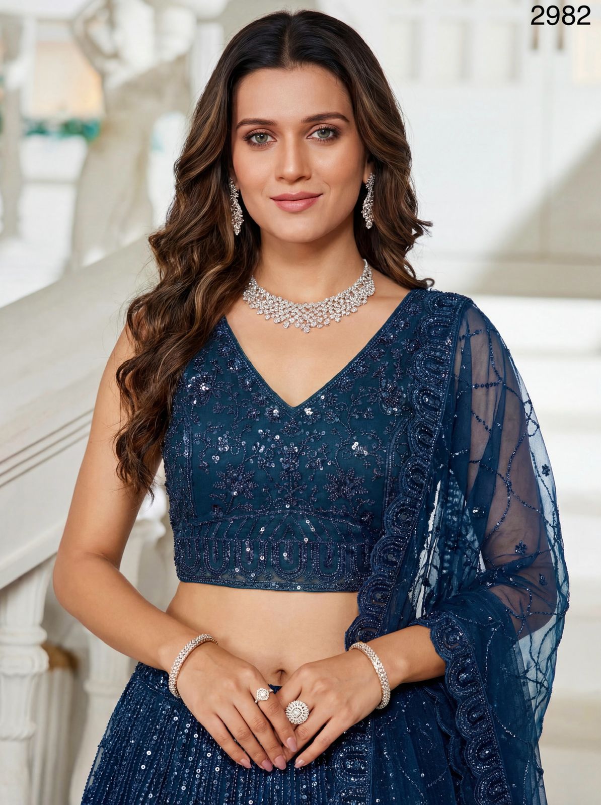 Blue Designer Lehenga Choli in Handwork - Ultra Premium