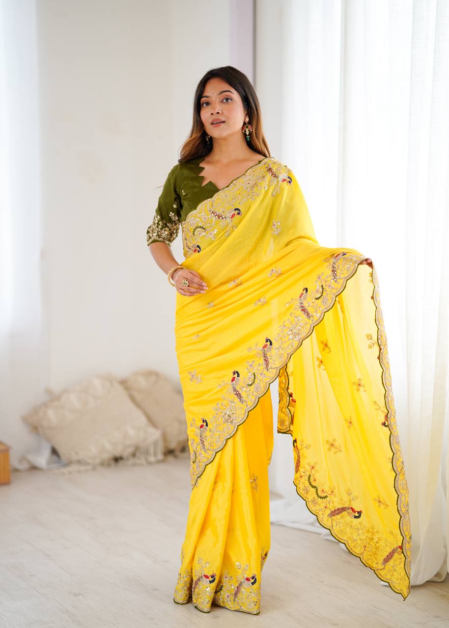 Yellow Auspicious Haldi Exclusive Saree