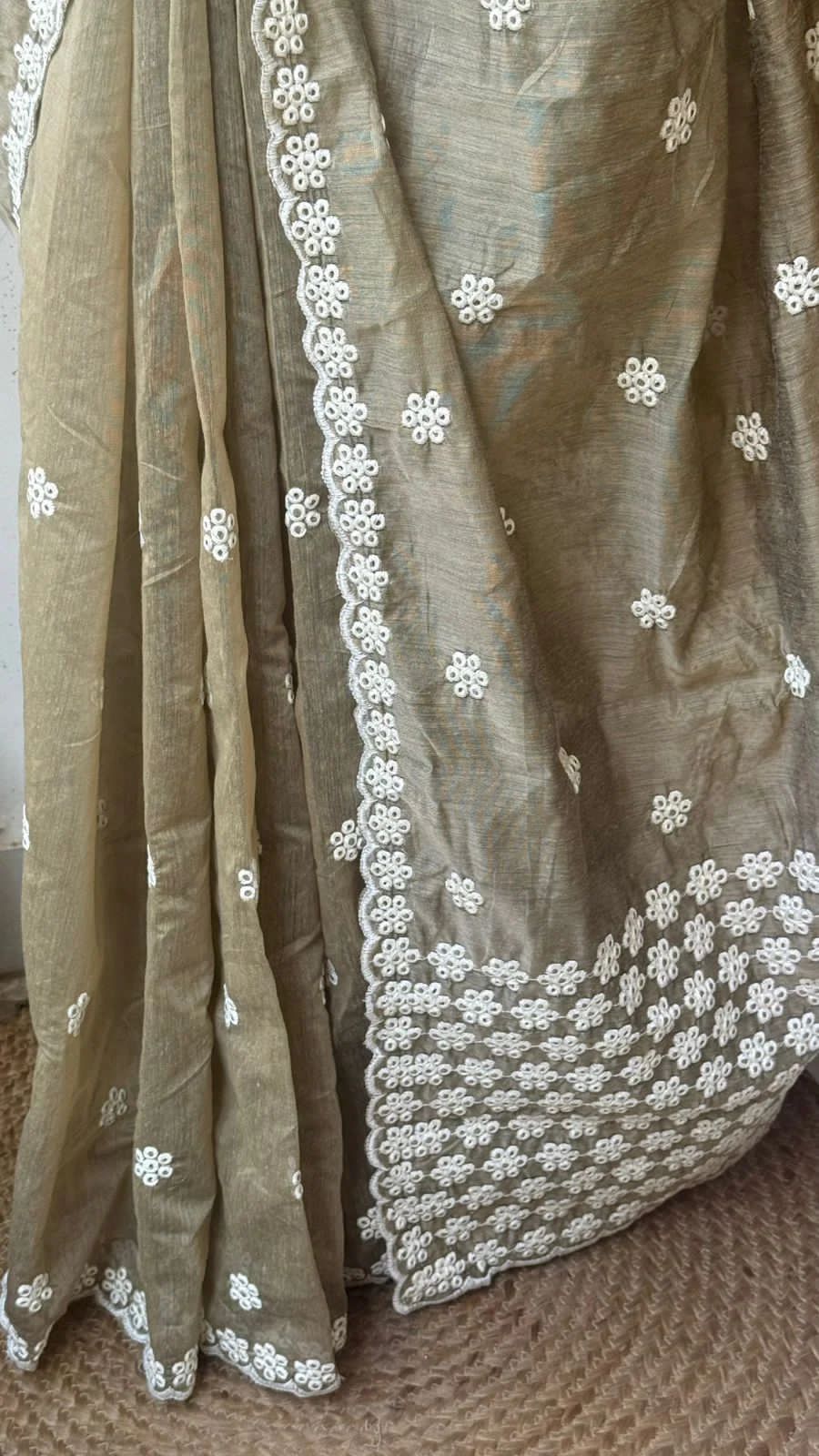Antique Mouse Chanderi Cotton Saree