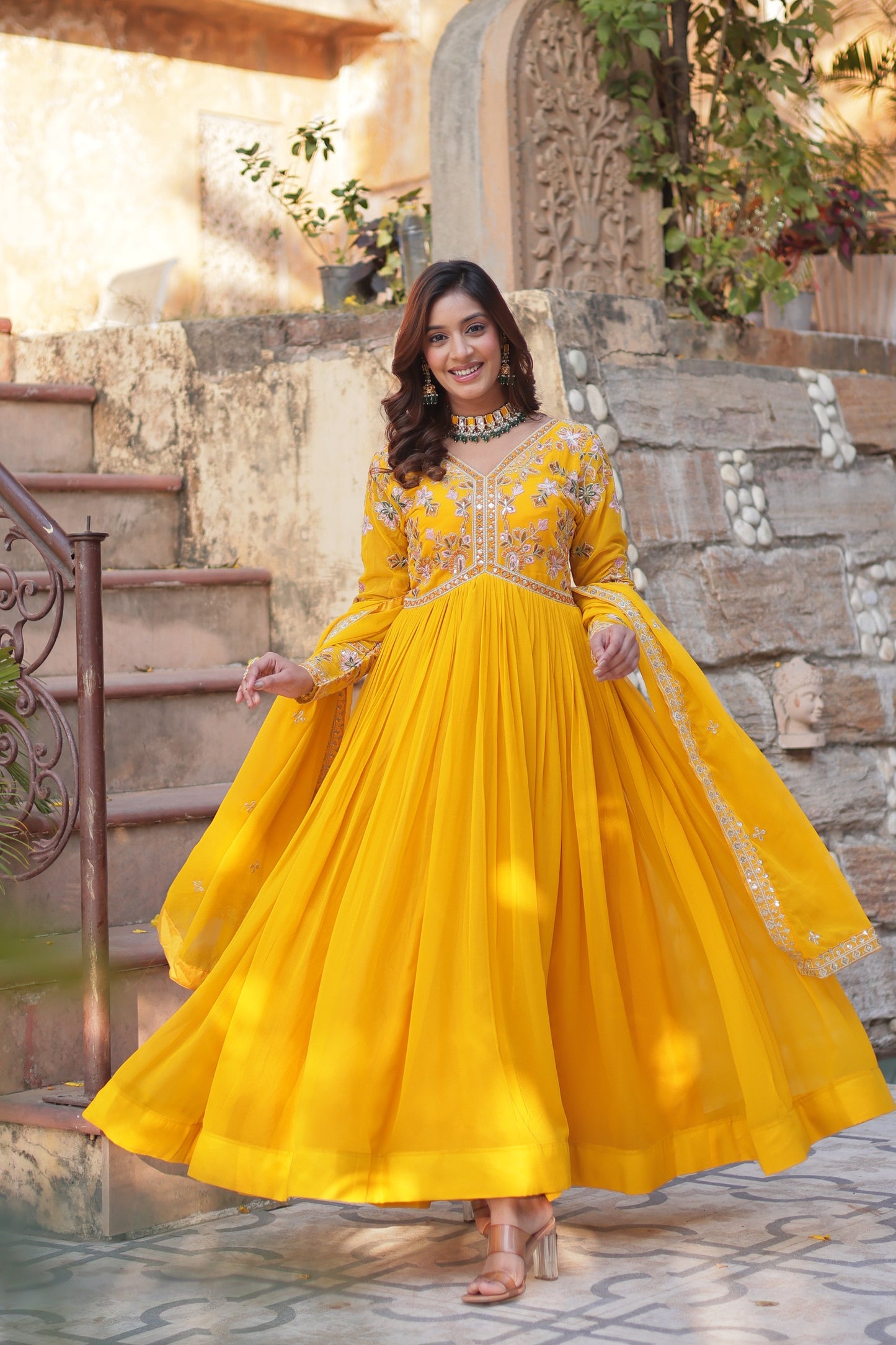 Haldi Day Yellow Designer Gown
