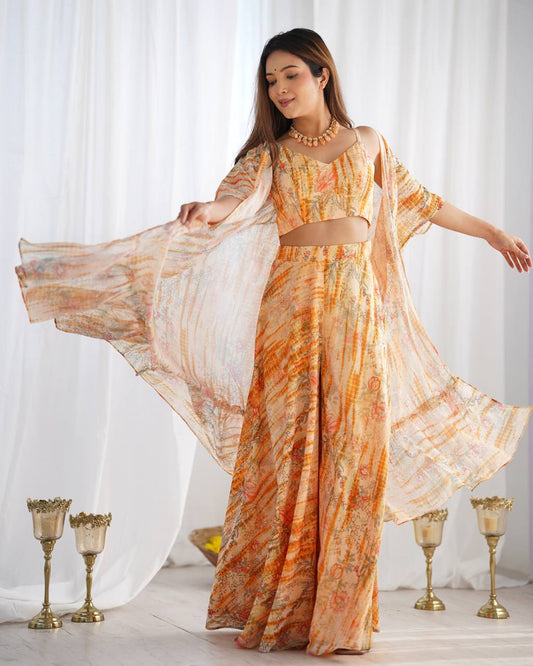 Floral Indo Western Earthy Outfit