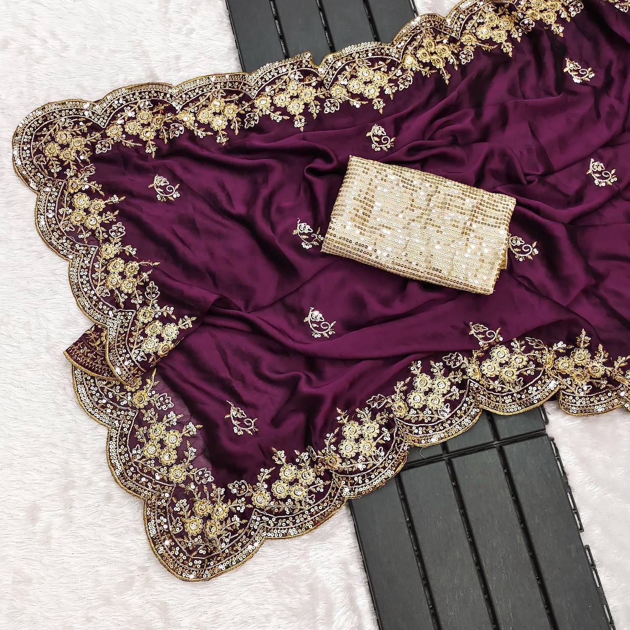 DESIGNER EMBRIODERY WORK BLOUSE SAREE