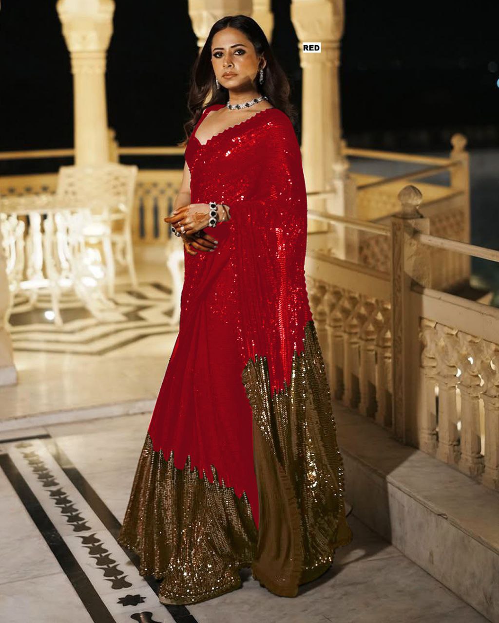 Duo Color BlockBuster Sequins Saree