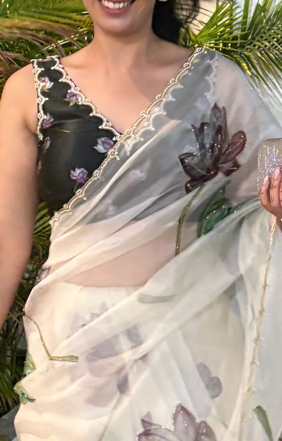 Tabby Organza Silk handwork saree