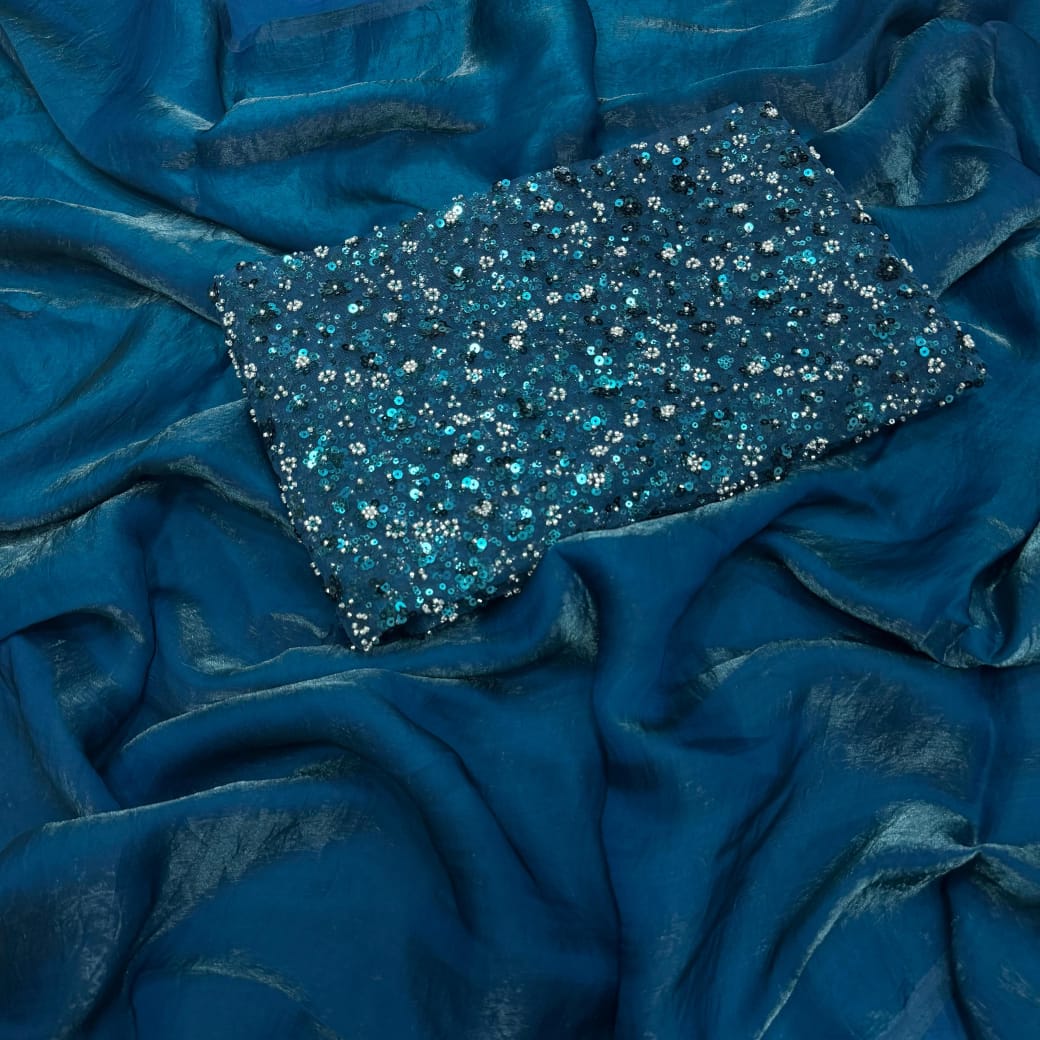 Teal Space Silk Premium Saree