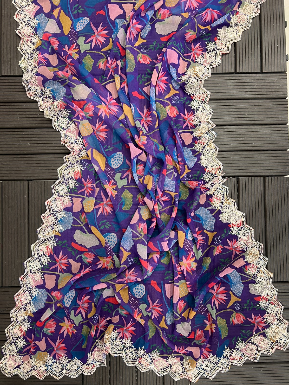 Purple Floral Soothing Chic Saree