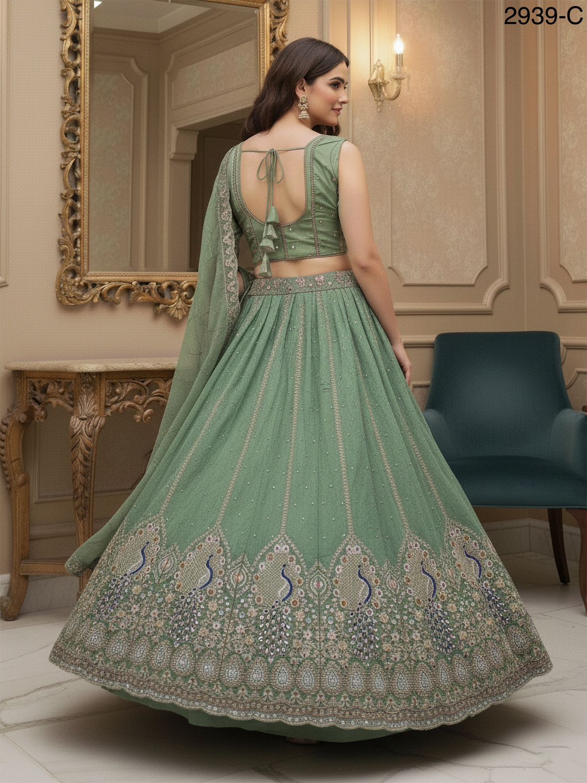 Peacock Embroidered Sober work Wedding Lehenga choli