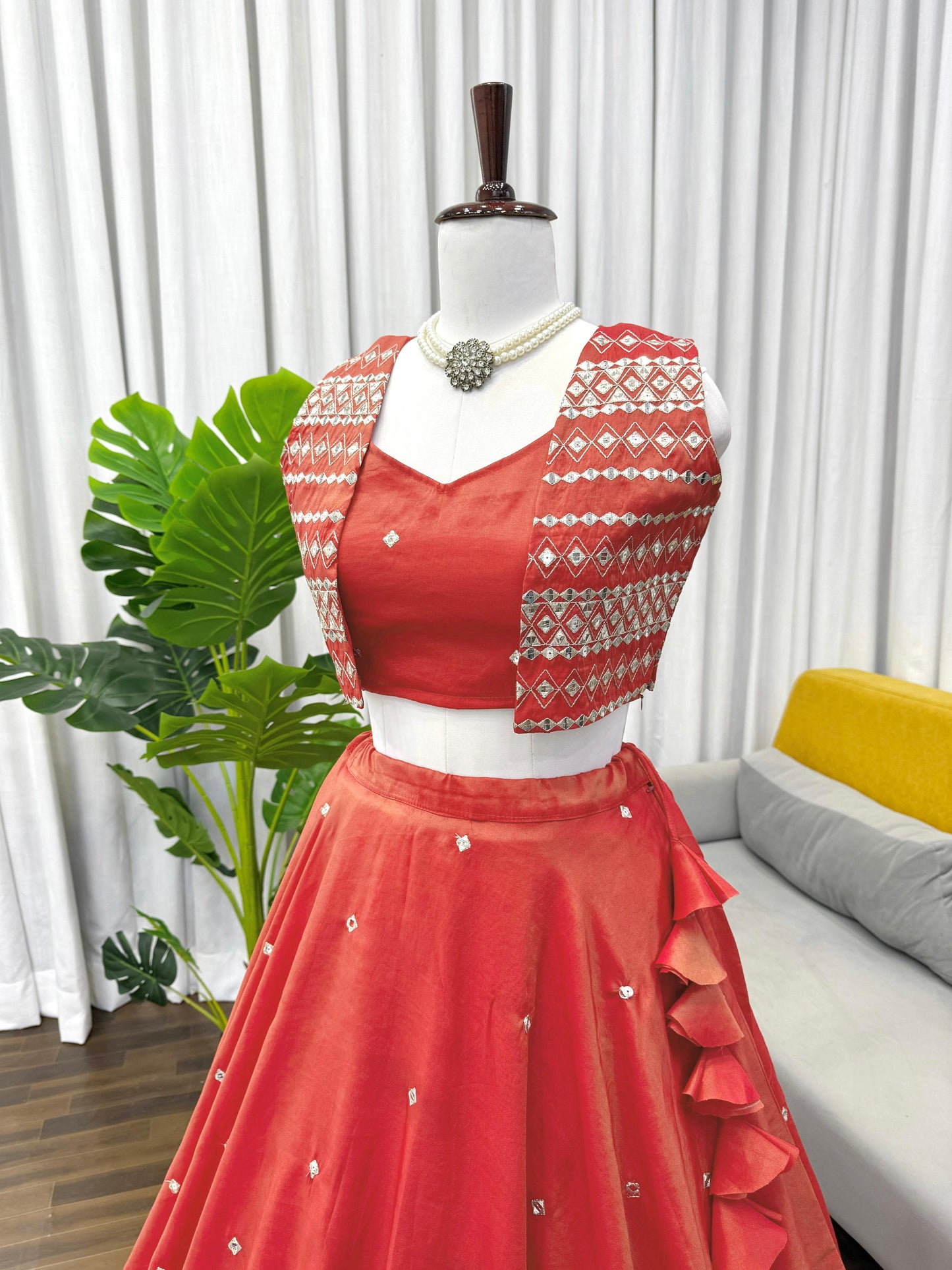 Orange Indo Western Attractive Outfit