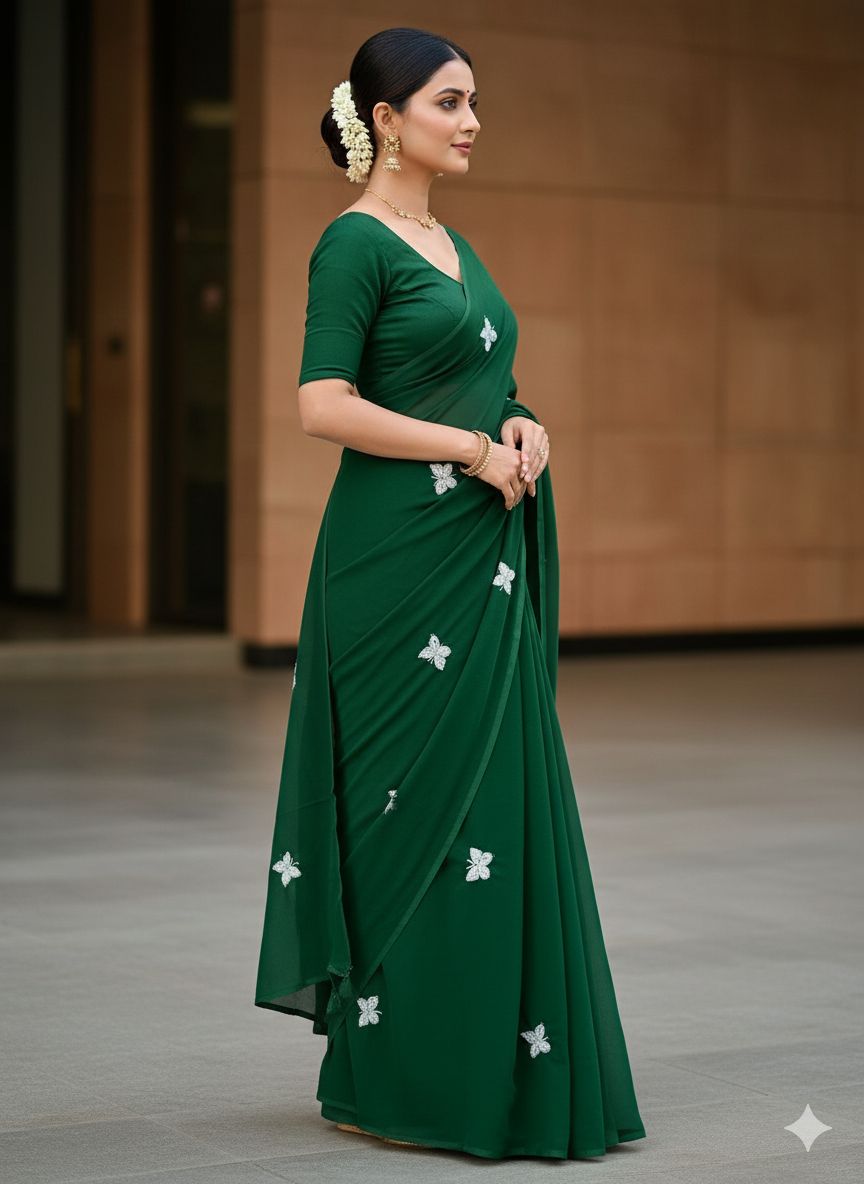 Green Butterfly Attractive Saree