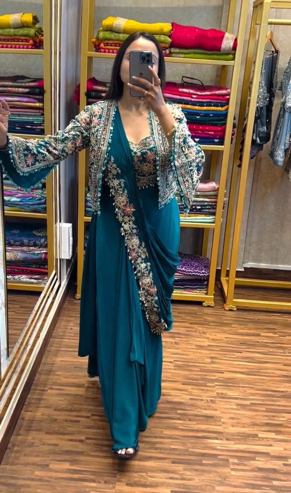 Supreme Jacket Saree Outfit - Ready To Wear