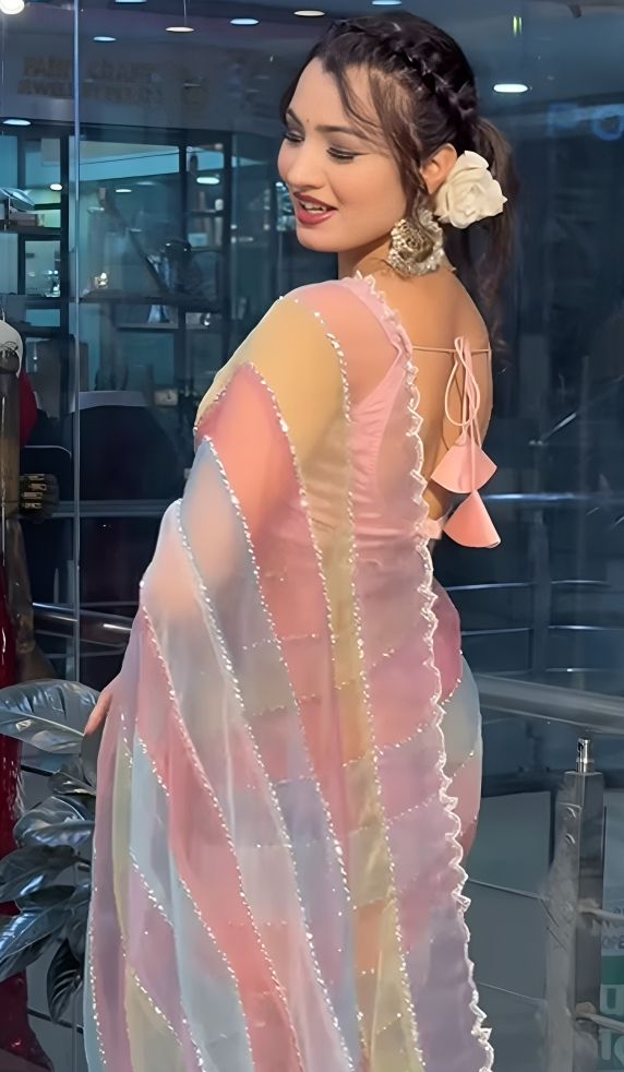 Rainbow Premium Organza Saree