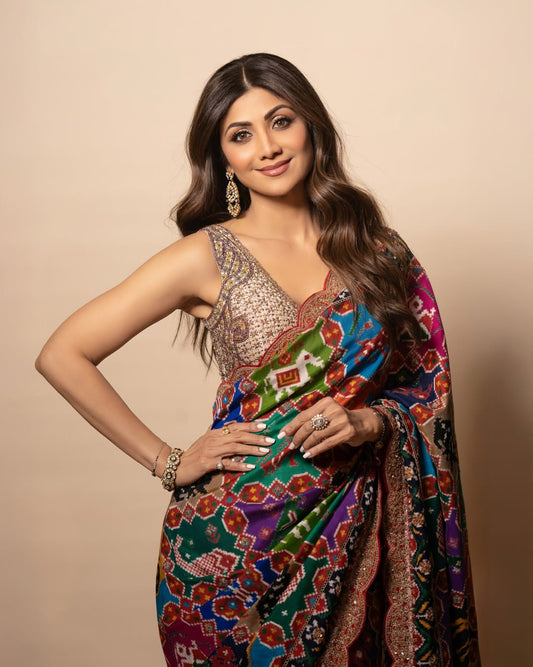 Bollywood Inspired BlockBuster Shilpa Shetty Style Mirror Work Saree