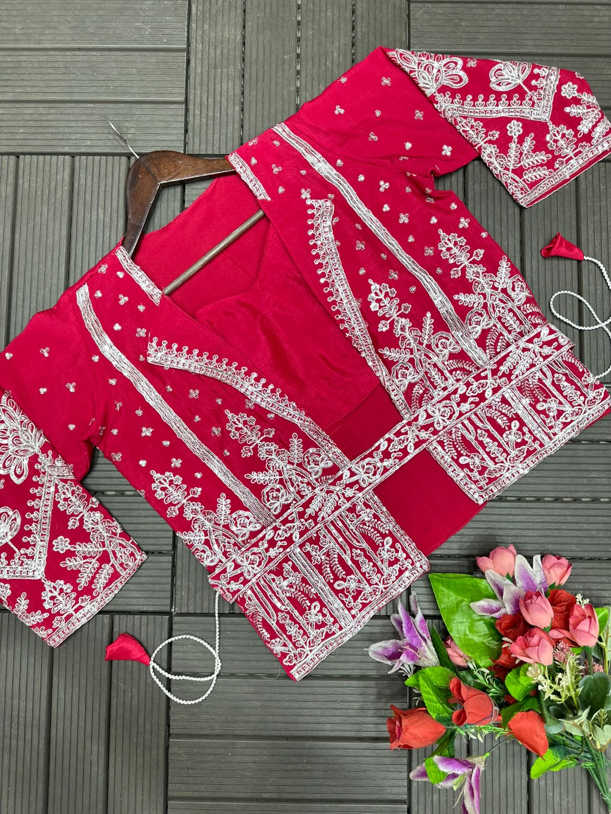 Ready To Wear Koti Jacket Style Chinon Saree