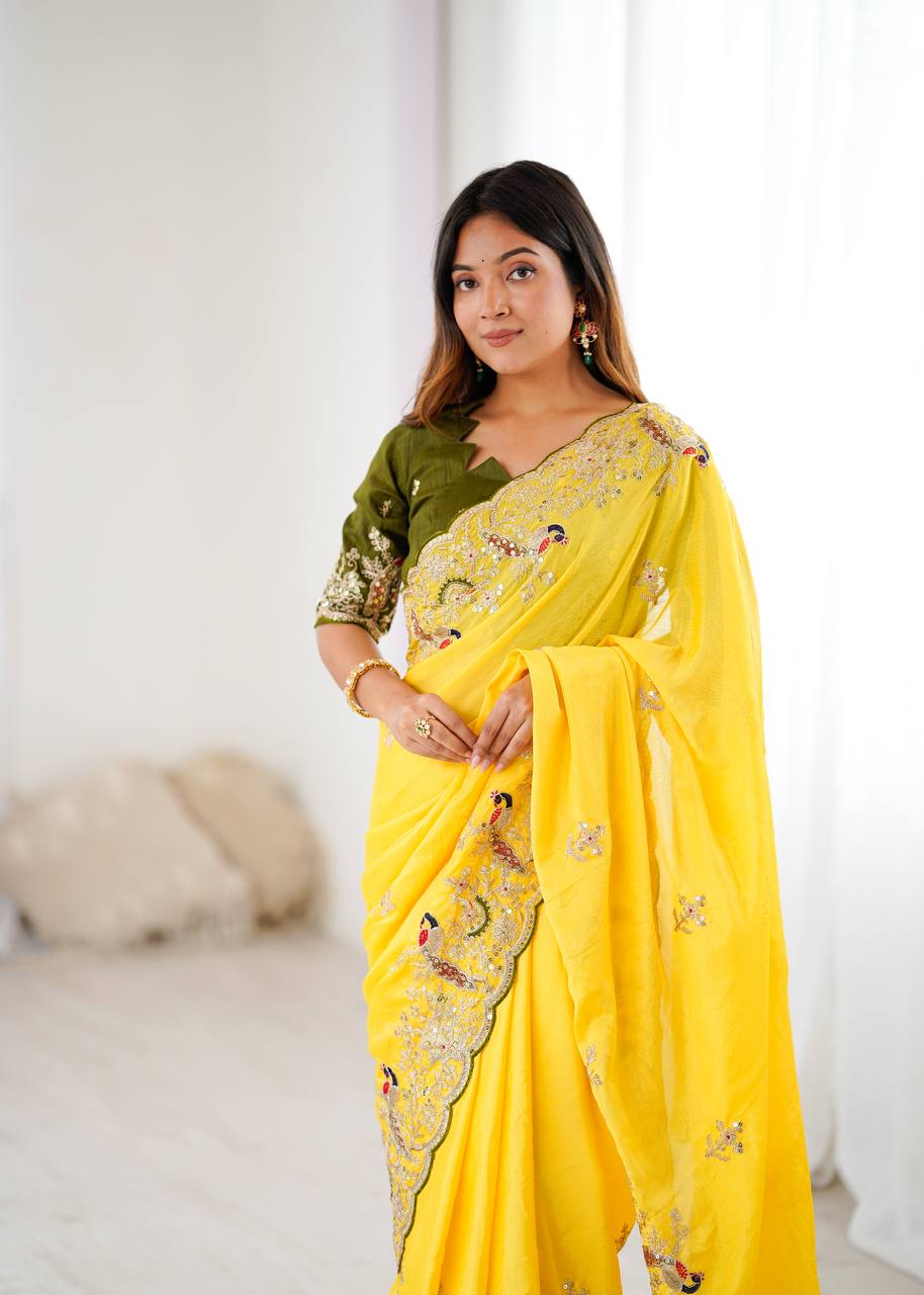 Yellow Auspicious Haldi Exclusive Saree