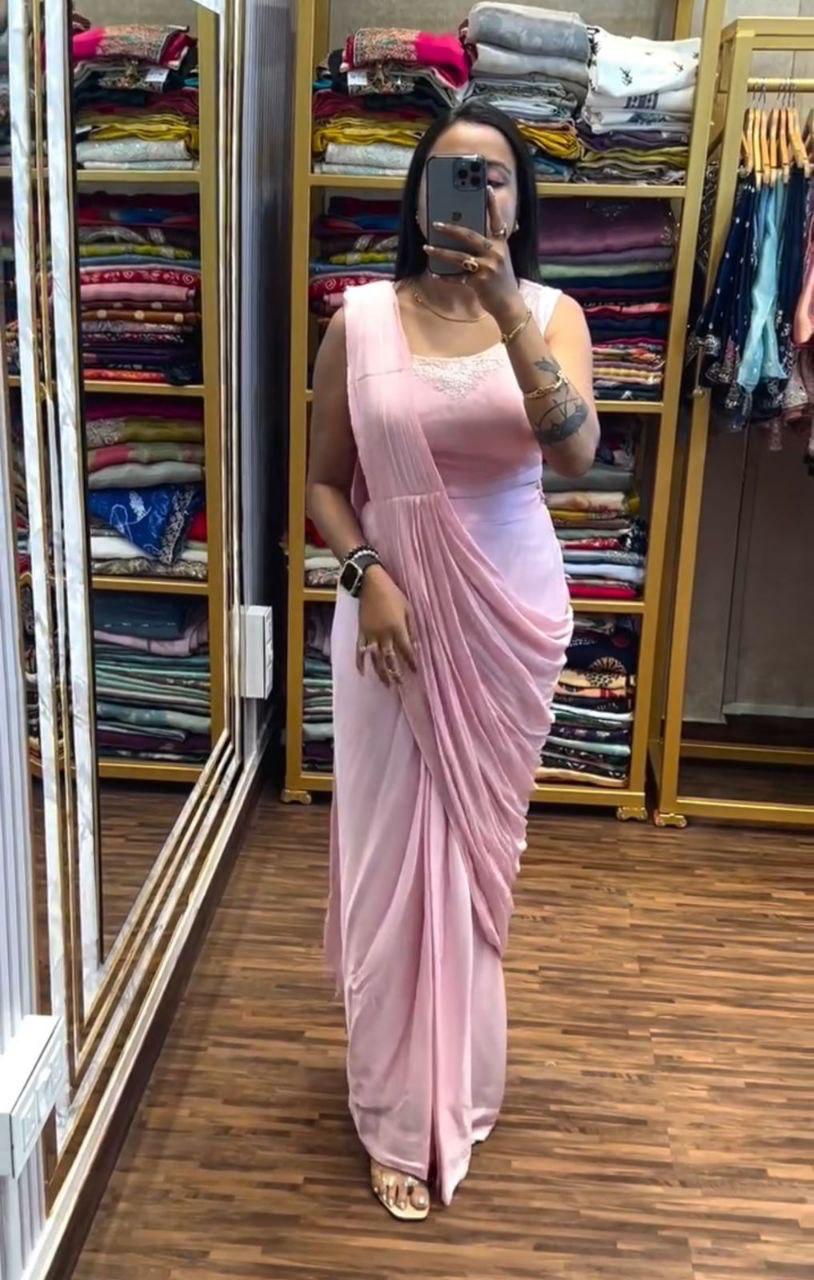 Koti Jacket Style Ready To Wear Trending Embroidery Sequence Work Saree