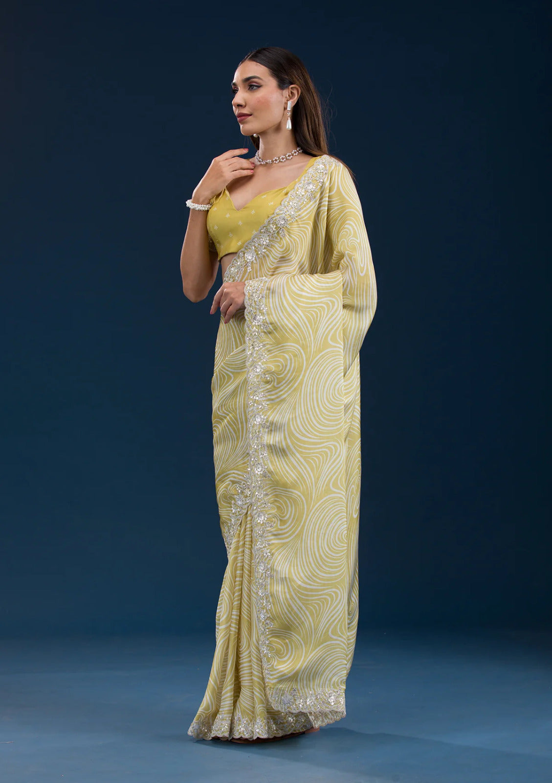 Georgette Pink & Yellow Sarees
