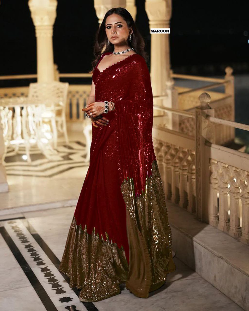 Duo Color BlockBuster Sequins Saree