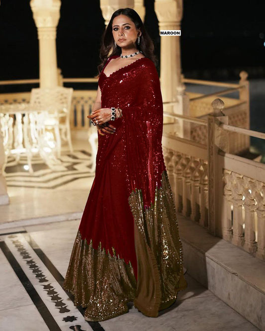 Duo Color BlockBuster Sequins Saree