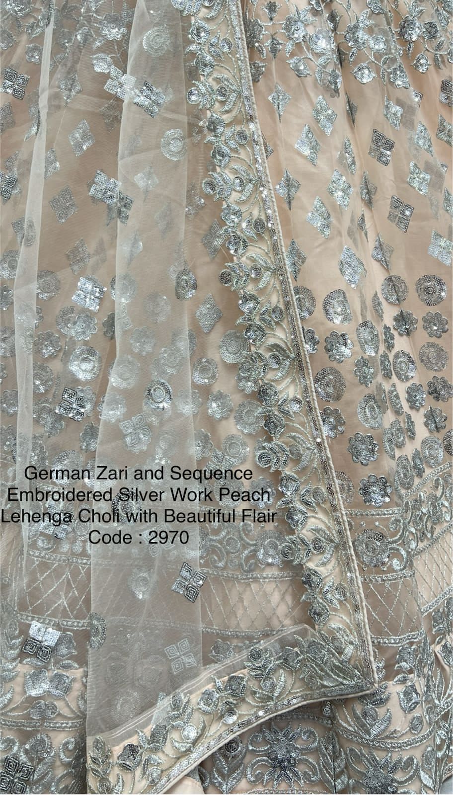 Peach Premium Sequins Work Lehenga