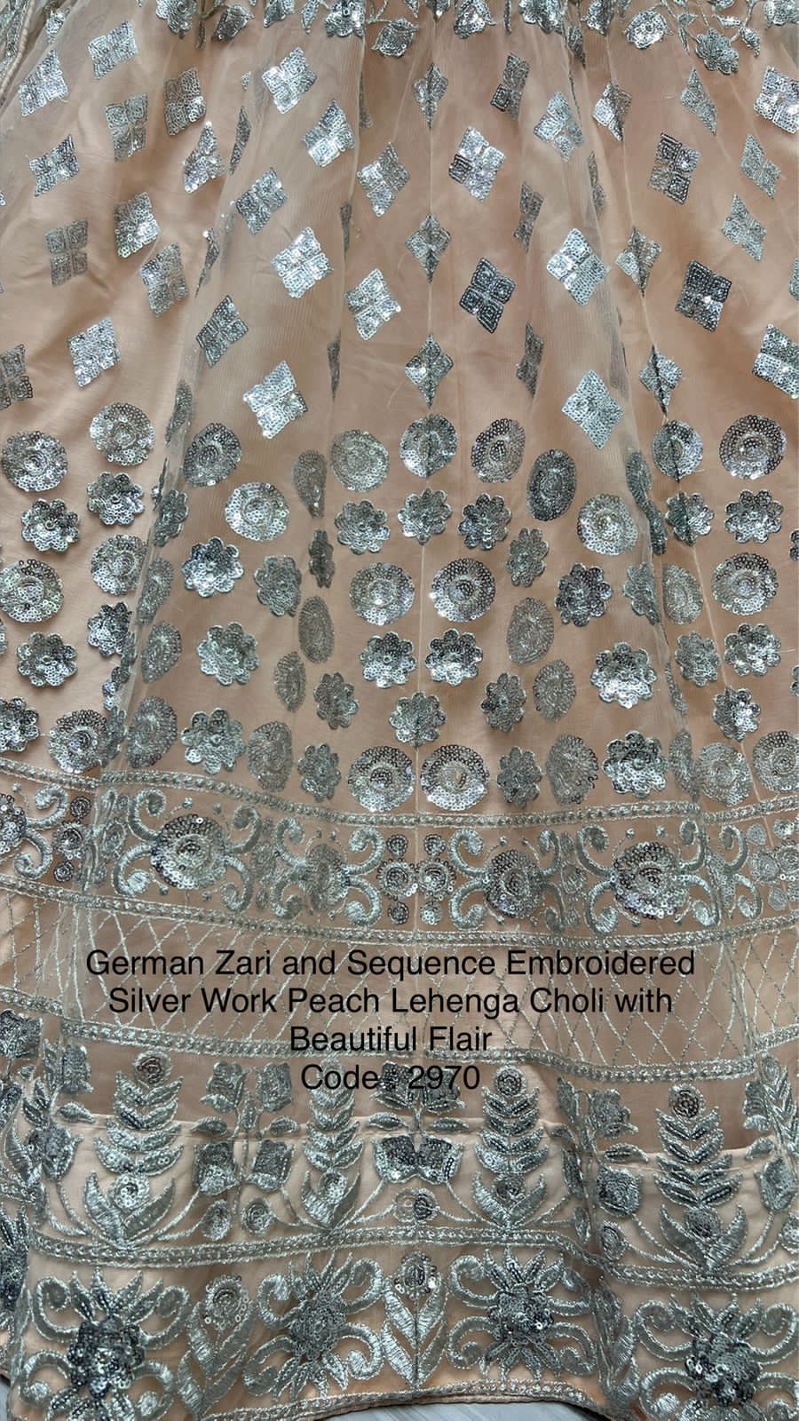 Peach Premium Sequins Work Lehenga