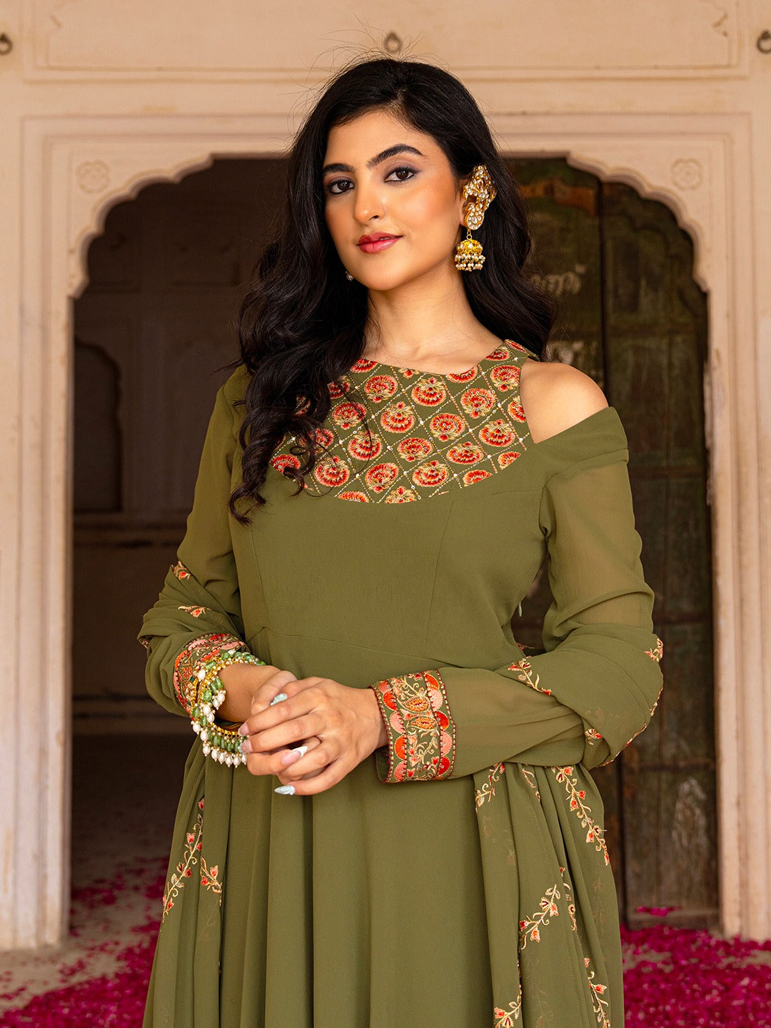 PREMIUM READYMADE GOWN HEAVY DUPATTA SET