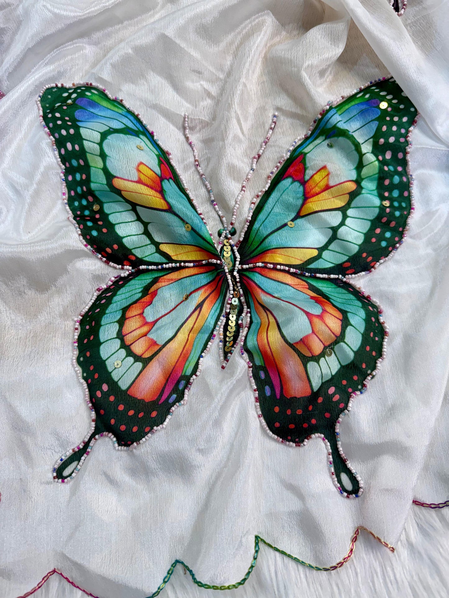 Colorful Butterflies Premium Soft Silk Work Saree