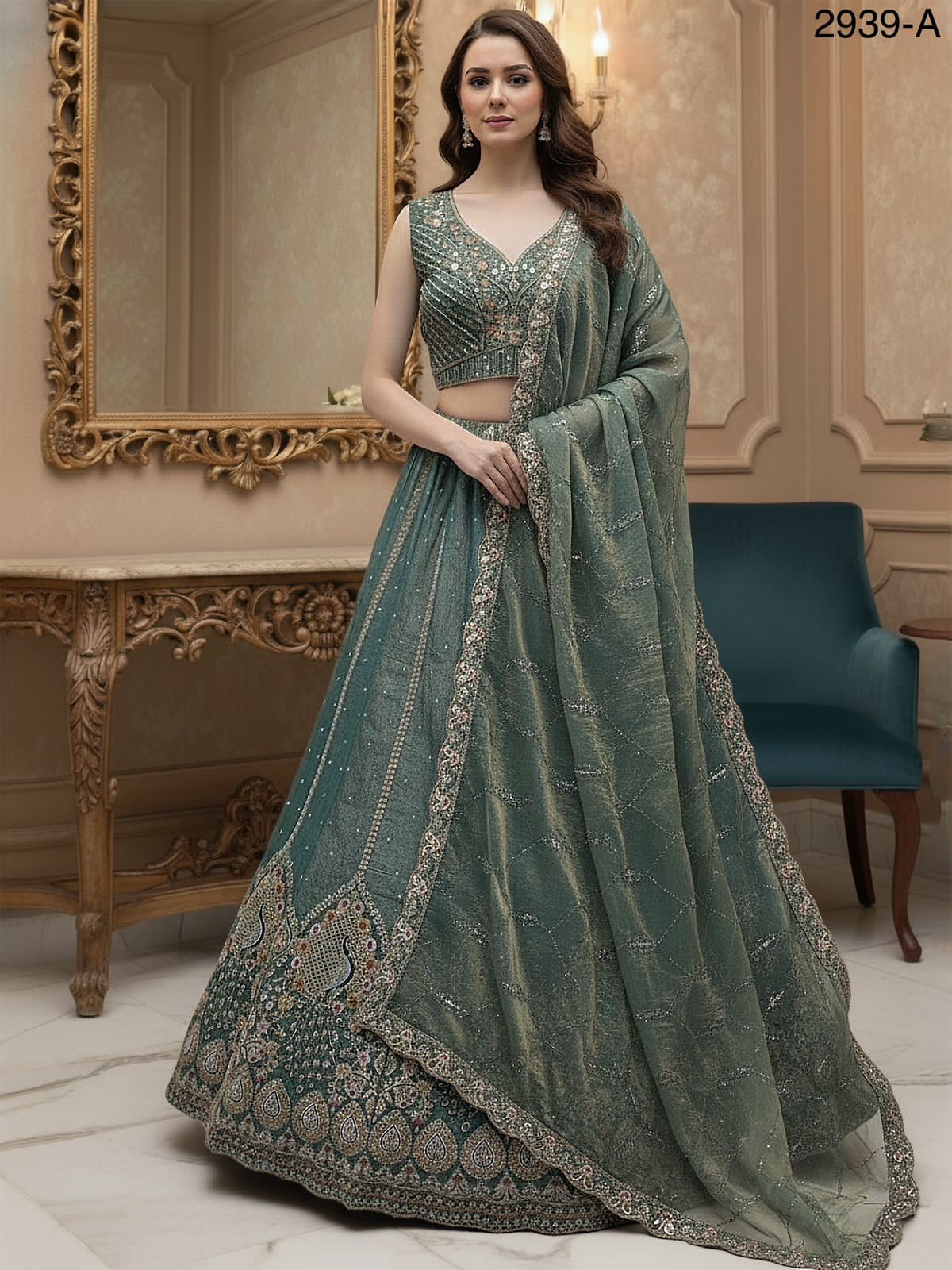 Peacock Embroidered Sober work Wedding Lehenga choli