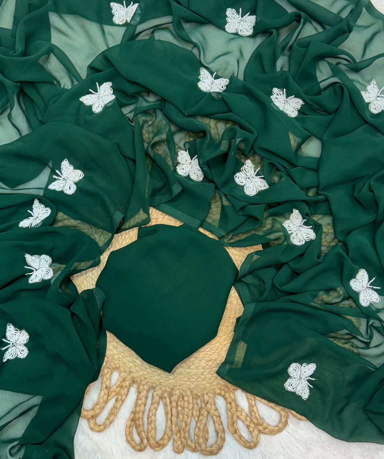 Green Butterfly Attractive Saree