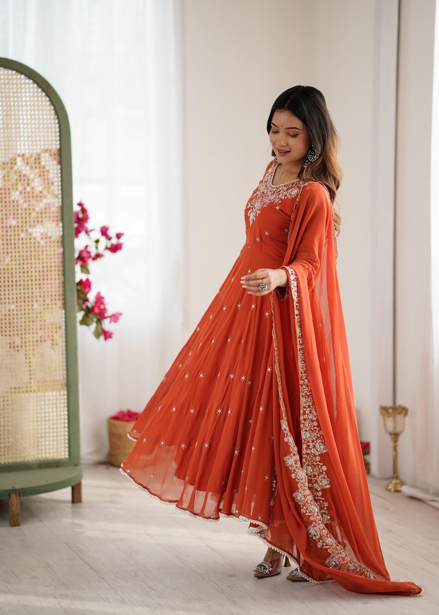 Elegant Embroidered Rambo Sequence Designer Anarkali