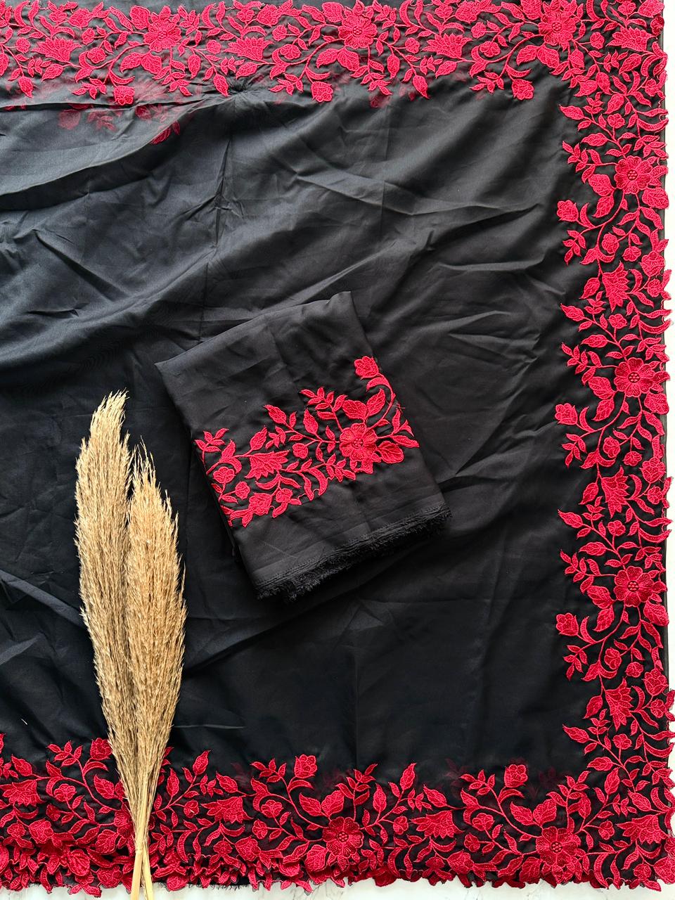 Black Red Christmas Exclusive Premium Saree