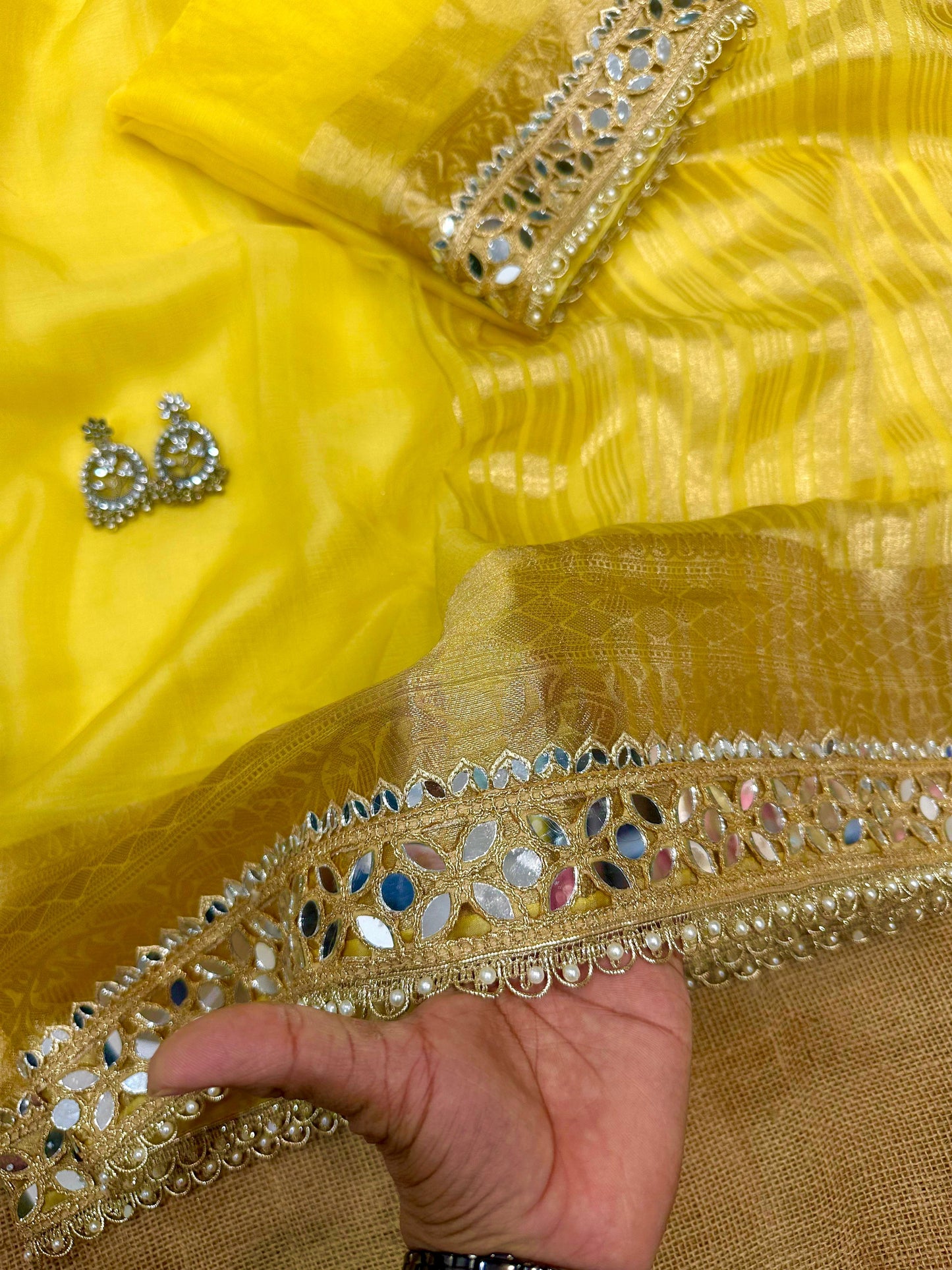 Organza Premium Mirror Work Saree