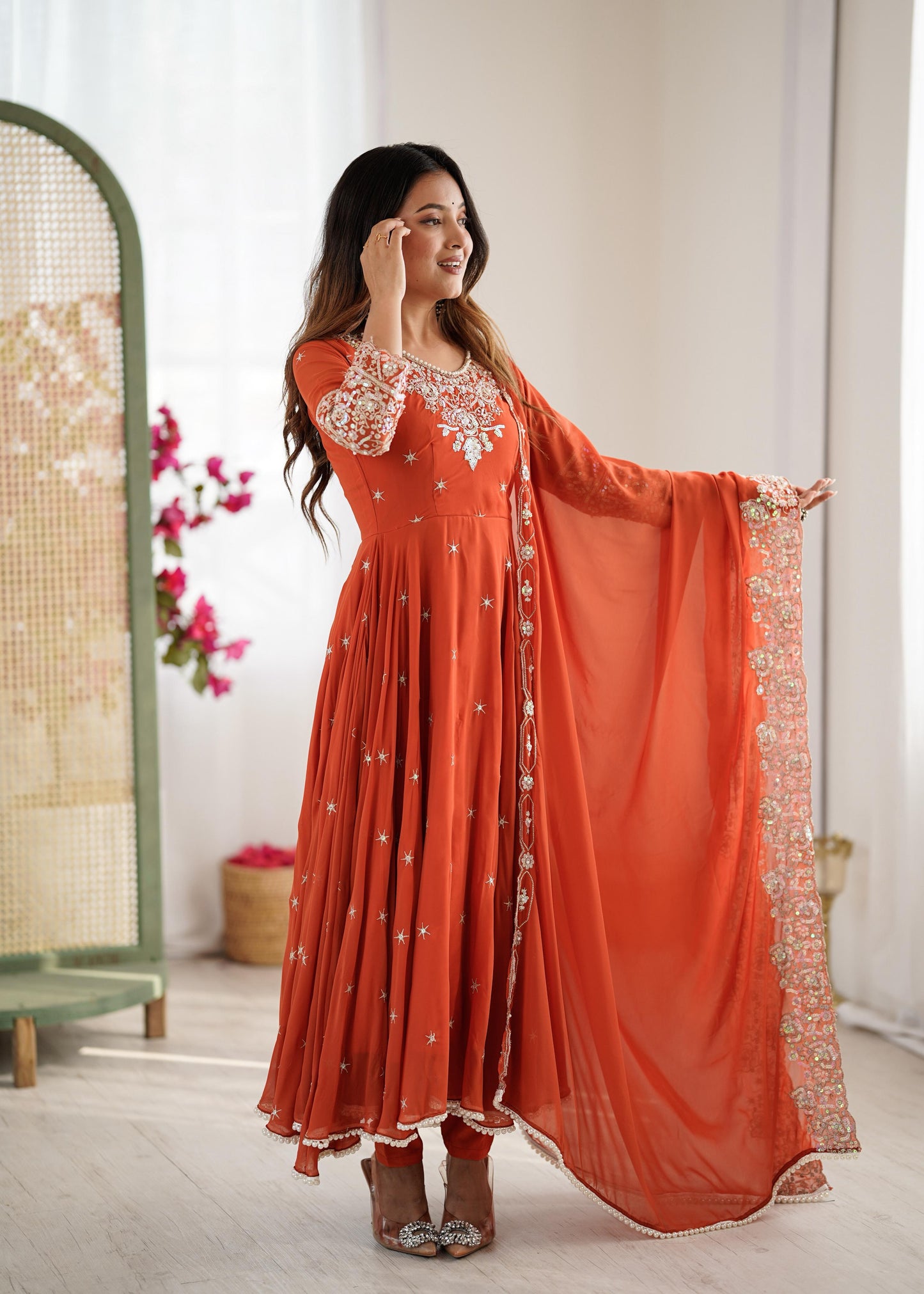 Elegant Embroidered Rambo Sequence Designer Anarkali