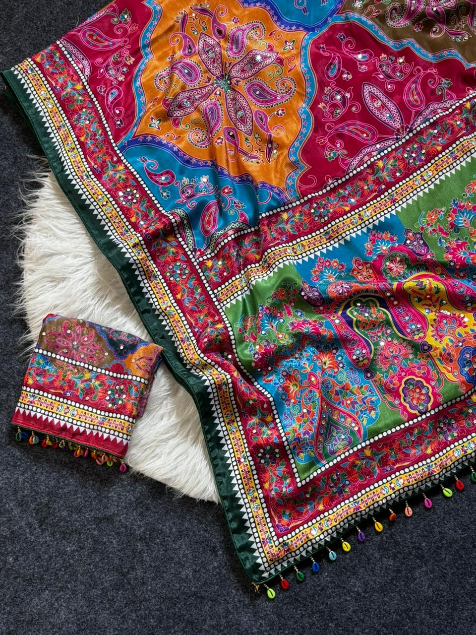 AJARAKH PREMIUM ROMAN SILK SAREE