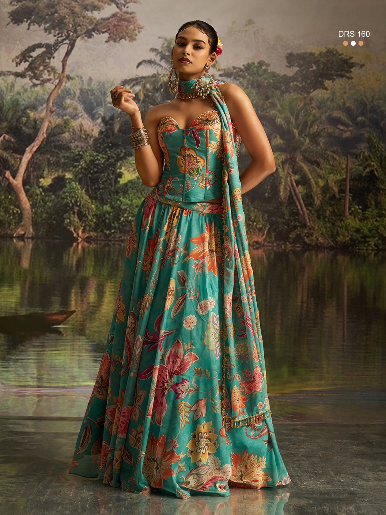 Mint Blue Handworked Ready To Wear Premium Modern Lehanga