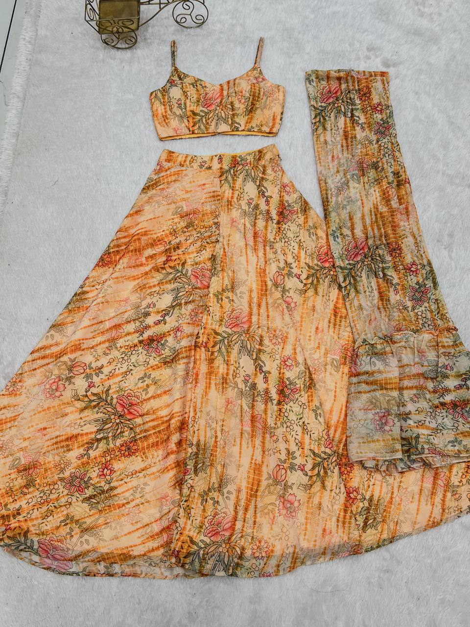 Floral Indo Western Earthy Outfit