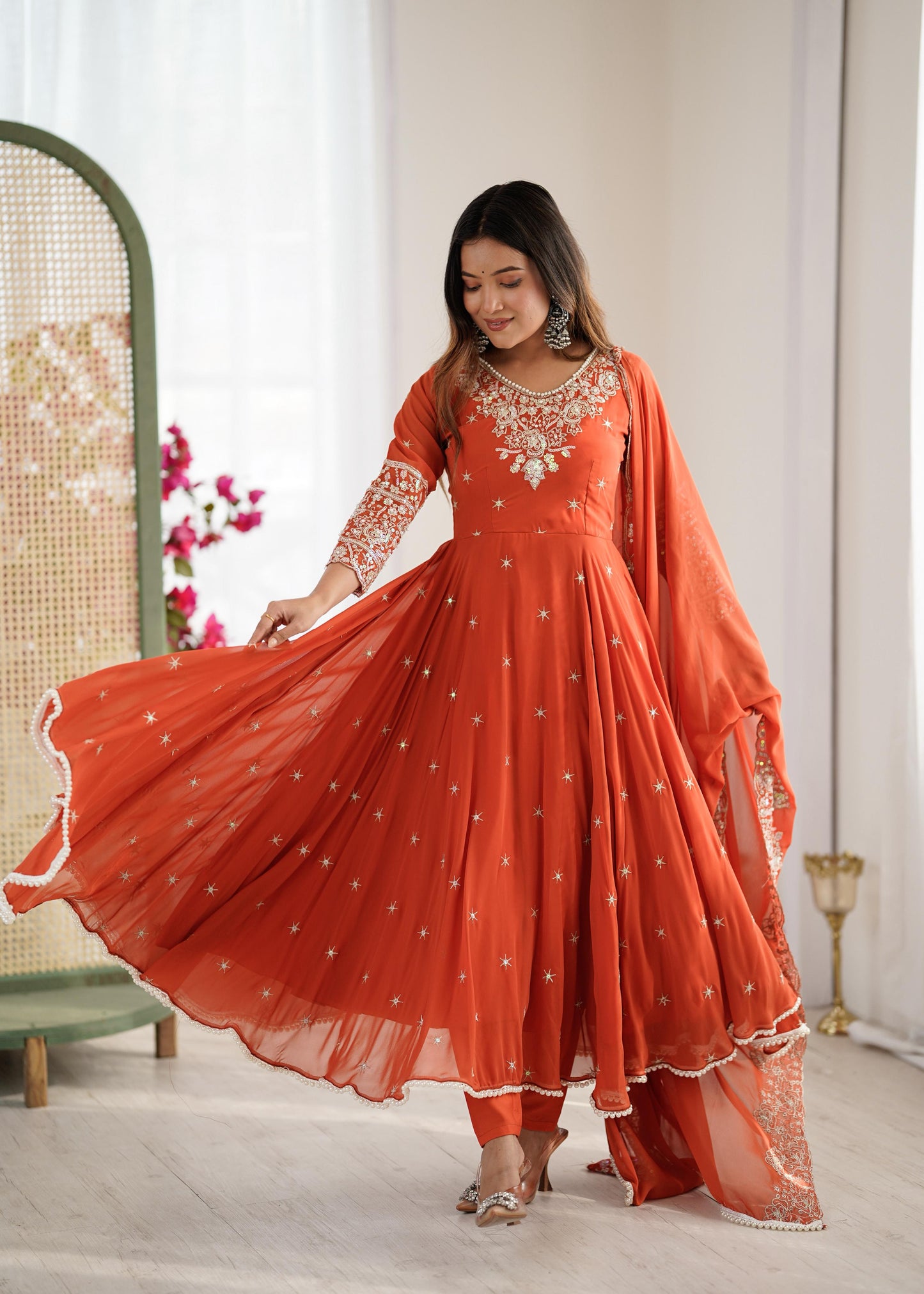 Elegant Embroidered Rambo Sequence Designer Anarkali