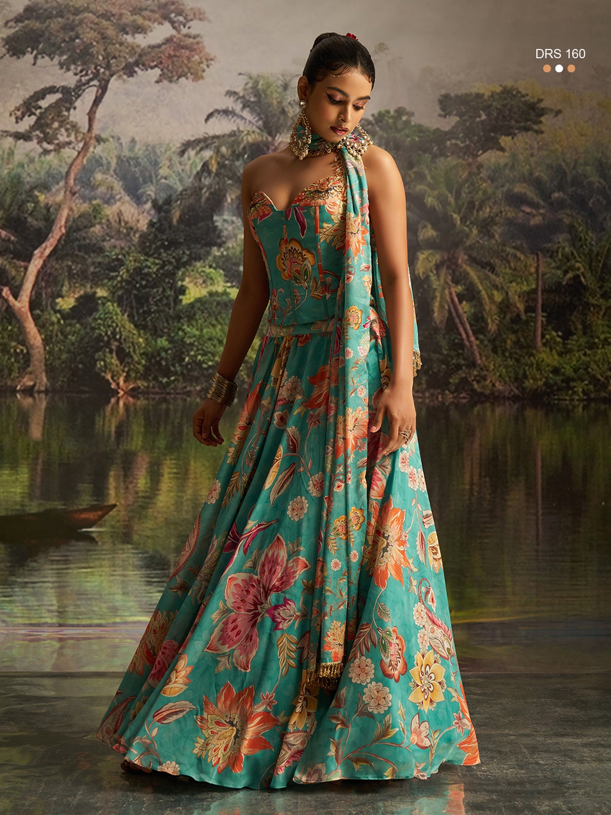 Mint Blue Handworked Ready To Wear Premium Modern Lehanga